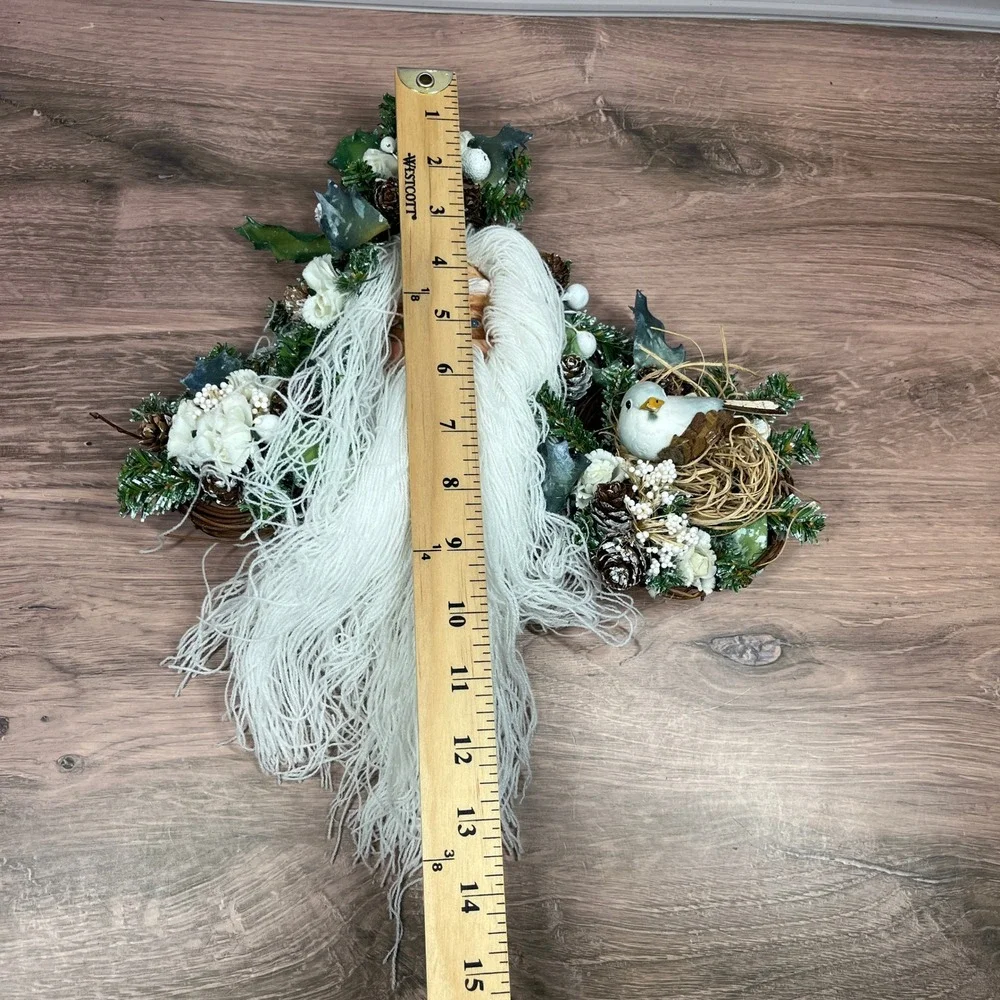 Vintage Santa Claus Wall Hanging Christmas Decor 14 in White Rustic Bird Nest